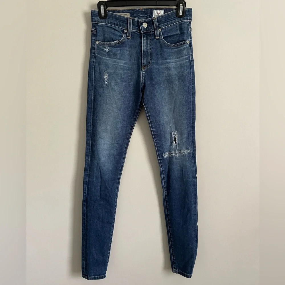 AG Adriano Goldschmied The Farrah High-Rise Distressed Skinny - Picture 1 of 7